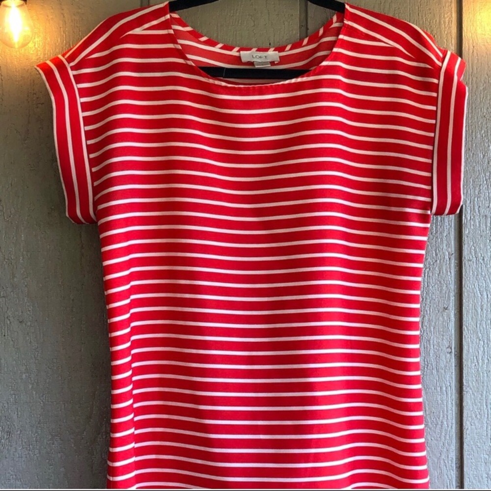 Loft Striped Short Sleeved Blouse